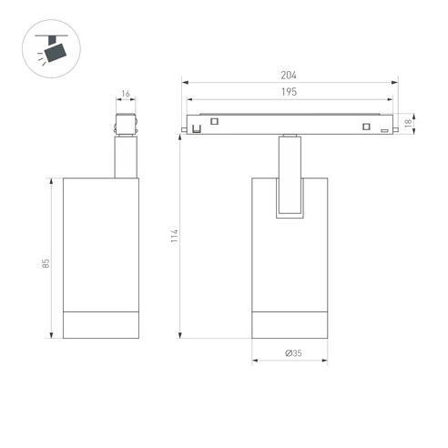 Светильник MAG-ORIENT-SPOT-R35-6W Warm3000 (BK, 24 deg, 48V, DALI) (Arlight, IP20 Металл, 5 лет)