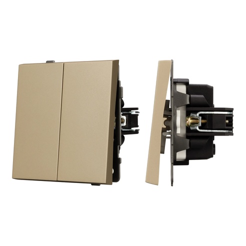 Механизм выключателя двухклавишный непроходной SWT-TENDO-MK02-SFPL-GD (230V, 10A) (Arlight, -)