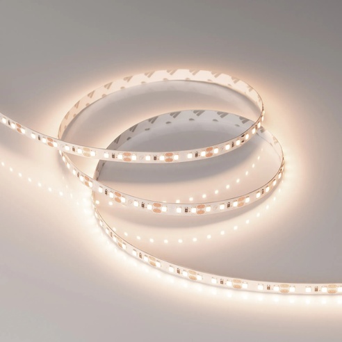 Лента светодиодная RT-A120-8mm 12V Warm3500 (9.6 W/m, IP20, 2835, 5m) (Arlight, Открытый)