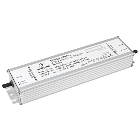 Блок питания ARPV-UH-50320-PFC-FV (24V 240W, 36-48V 320W, 10A) (Arlight, IP67 Металл, 7 лет)