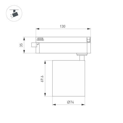 Светильник LGD-DYKE-2TR-R75-16W Warm3000 (BK, 50 deg, 230V) (Arlight, IP20 Металл, 5 лет)