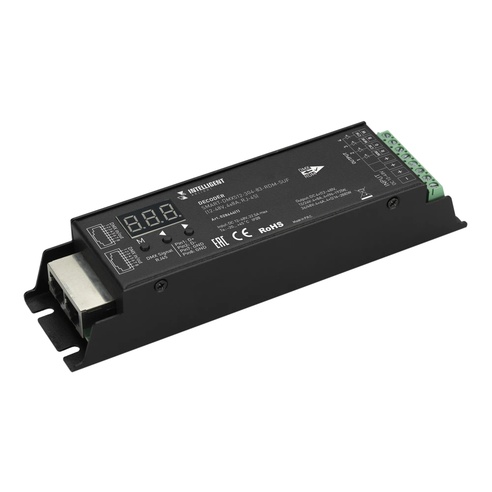 INTELLIGENT ARLIGHT Декодер SMART-DMX512-304-83-RDM-SUF Black (12-48V, 4x8A, RJ-45) (IARL, IP20 Металл, 5 лет)
