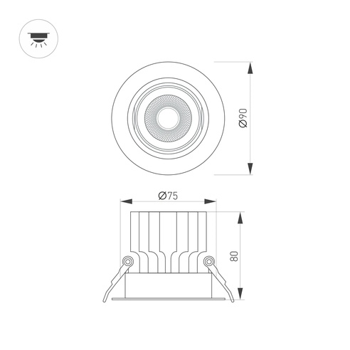 Светильник MS-VORTEX-BUILT-R90-12W Day4000 (WH-WH, 20 deg, 230V) (Arlight, IP20 Металл, 5 лет)