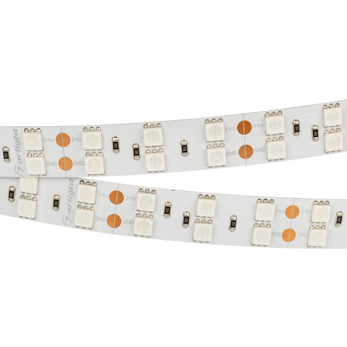 Лента светодиодная RT 2-5000 24V Green 2x2 (5060, 600 LED, LUX) (Arlight, 28.8 Вт/м, IP20)