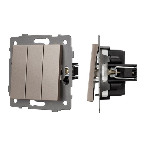 Механизм выключателя трехклавишный непроходной SWT-MK03-PL-GD-V (250V, 10A) (Arlight, -)