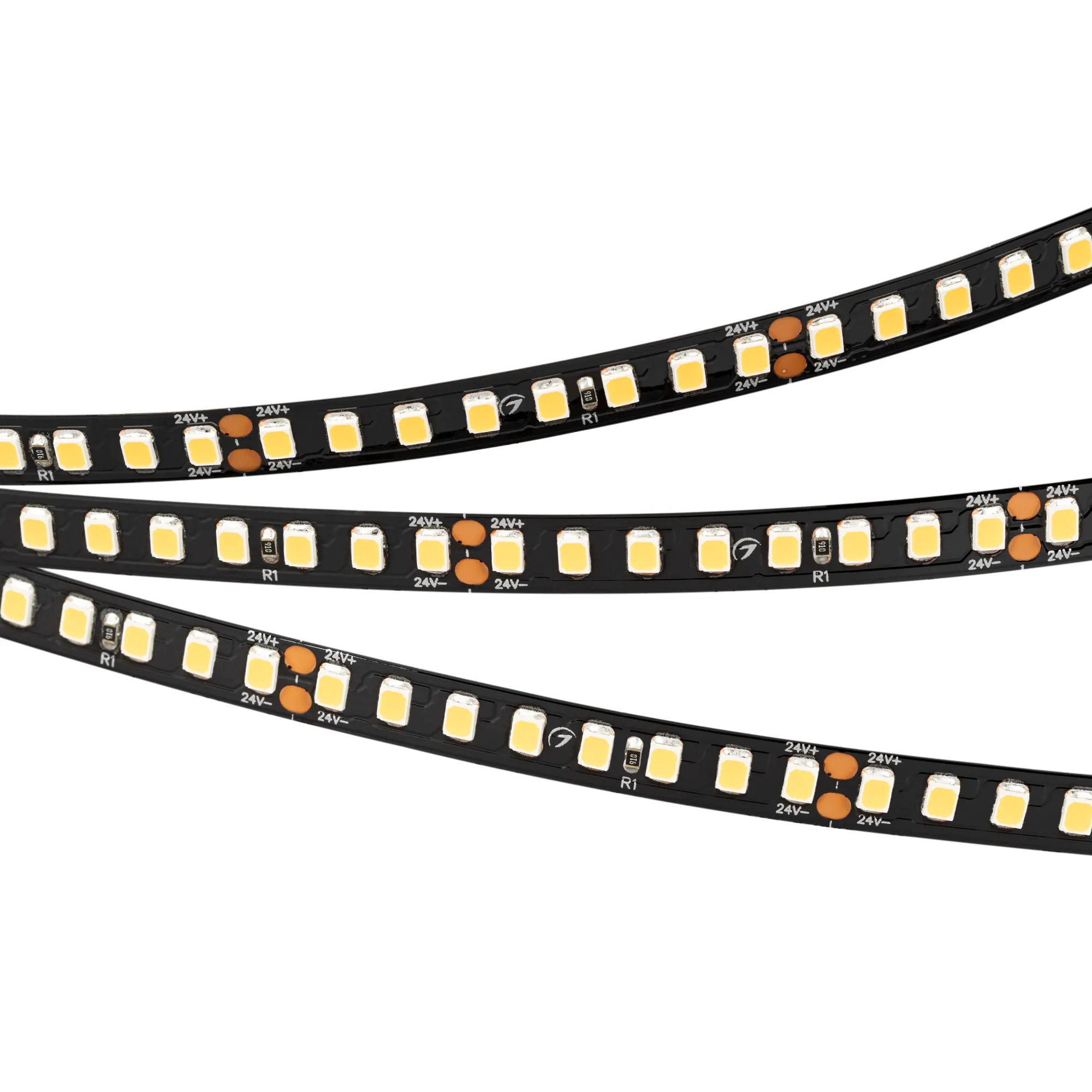 Лента светодиодная RT-A160-BLACK-8mm 24V Warm3000 (12 W/m, IP20, 2835, 5m) (Arlight, высок.эфф.150 лм/Вт) - изображение товара