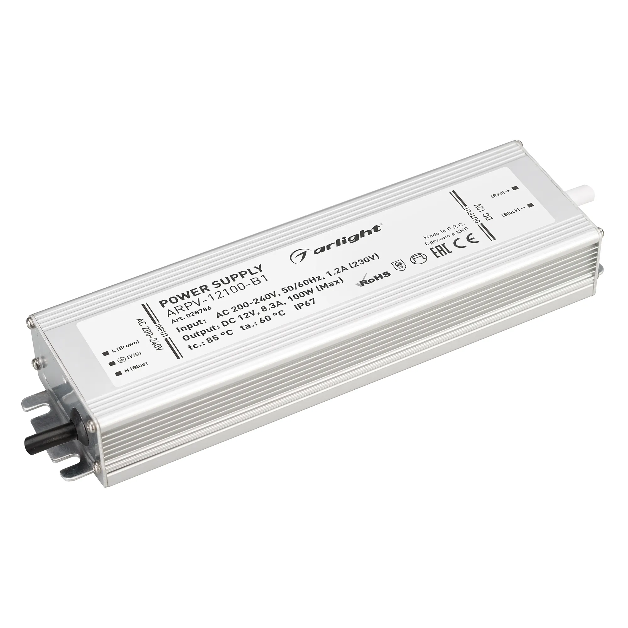Блок питания ARPV-12100-B1 (12V, 8,3A, 100W) (Arlight, IP67 Металл, 3 года) - изображение товара